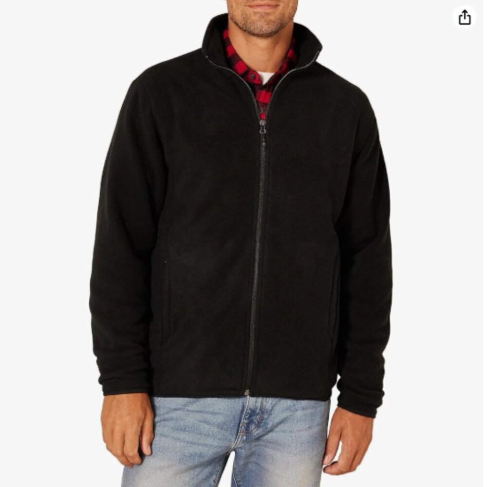 Amazon Essentials Men's Full-Zip Fleece Jacket - Black - Large